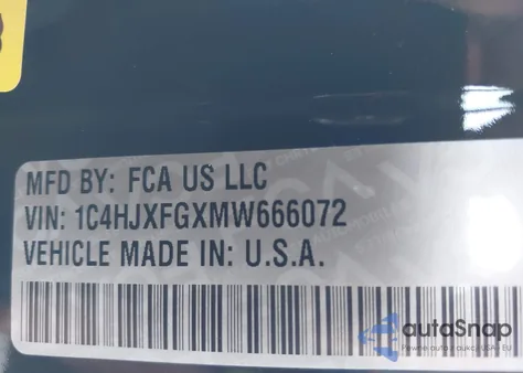 2021 Jeep Wrangler Unlimited Rubicon 4X4 z USA, uszkodzony, nr VIN 1C4HJXFGXMW666072